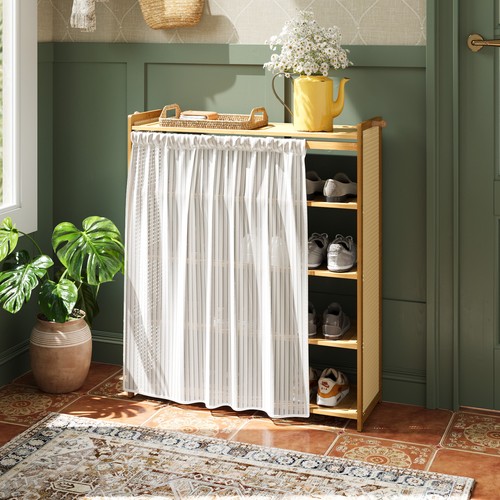Wicker shoe storage cabinet - cabinet, 5