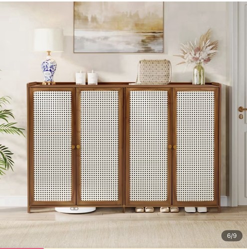 Rustic rattan shoe cabinet - rattan,