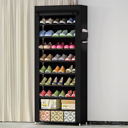 Black dustproof shoe rack - black,